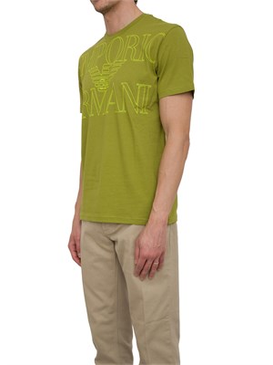 T-shirt verde Emporio Armani con logo frontale in UOMO