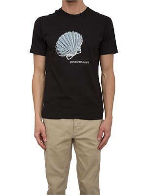 T-shirt nera Emporio Armani stampa conchiglia in UOMO