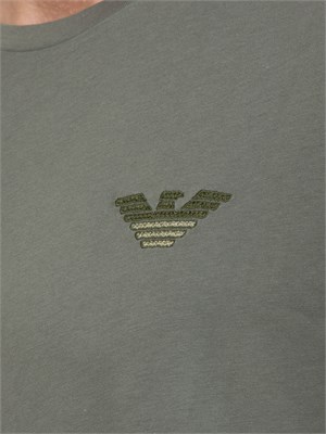 T-shirt verde Emporio Armani ricamo logo in UOMO