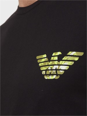T-shirt nera Emporio Armani in cotone con stampa logo in UOMO