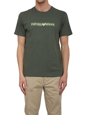 T-shirt verde Emporio Armani in cotone con stampa logo in UOMO