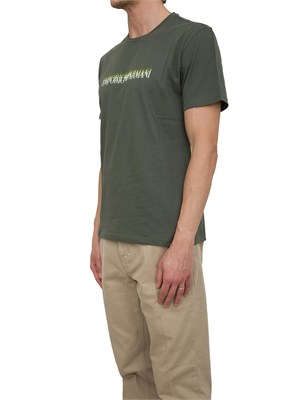 T-shirt verde Emporio Armani in cotone con stampa logo in UOMO