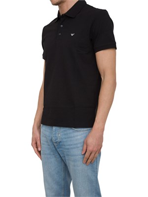 Polo nera Emporio Armani con patch logo in UOMO