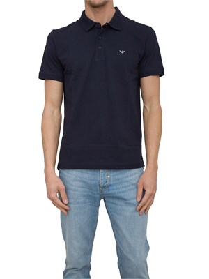 Polo blu Emporio Armani con patch logo in UOMO