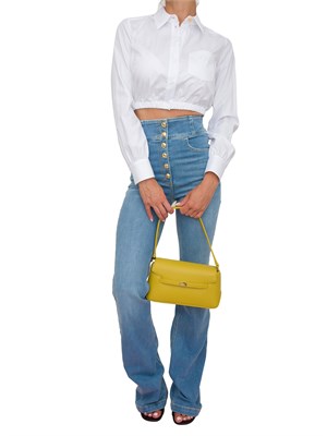 Camicia cropped Elisabetta Franchi in cotone bianco con taschino in DONNA