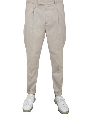 Pantalone chino Paolo Pecora con pinces in tela stretch ecru in UOMO