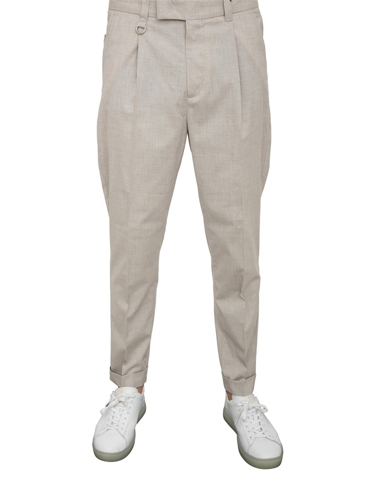 Pantalone chino Paolo Pecora con pinces in tela stretch ecru