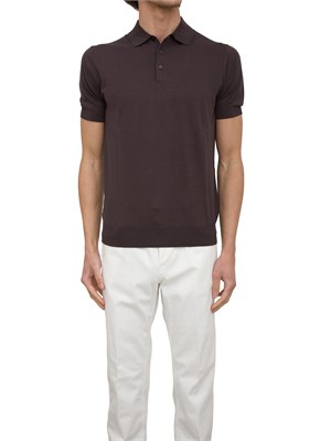 Polo in maglia Paolo Pecora in puro cotone Extrafine marrone in UOMO