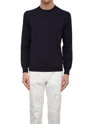 Maglia Girocollo Paolo Pecora in Puro Cotone Extra Fine blu in UOMO