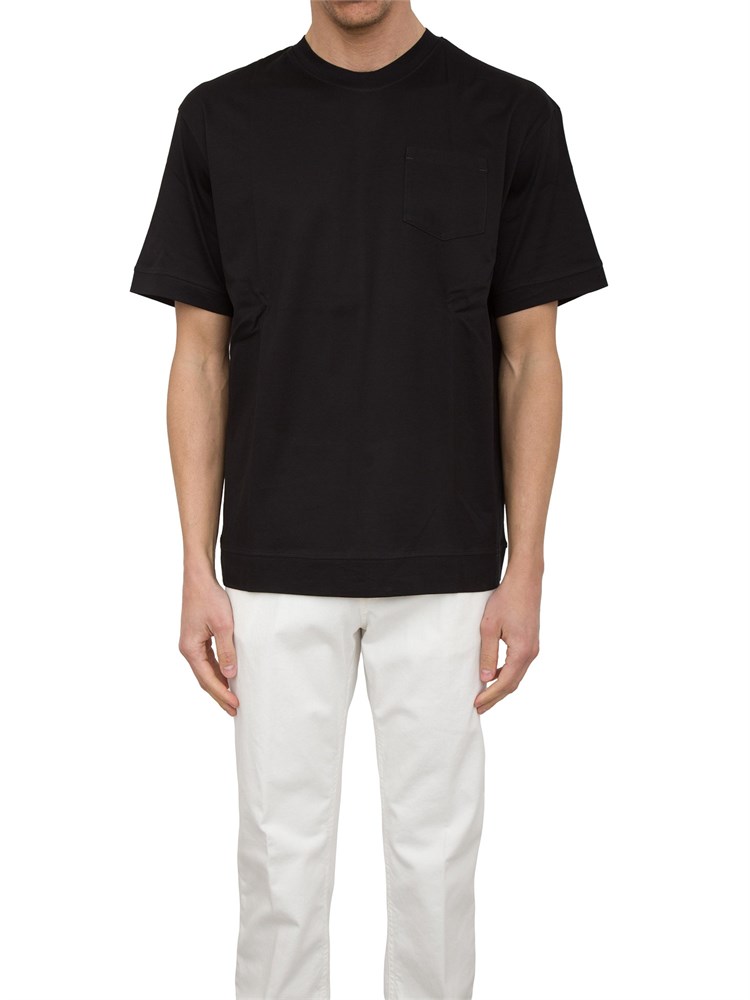 T-Shirt Paolo Pecora in jersey lucido nero