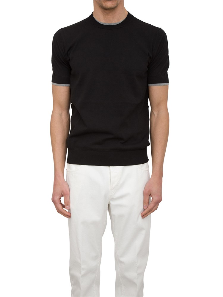 Maglia girocollo Paolo Pecora in cotone extrafine nero