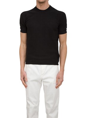 T-shirt in maglia Paolo pecora puro cotone nero in UOMO