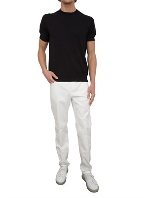 Maglia girocollo Paolo Pecora in cotone extra fine nero in UOMO