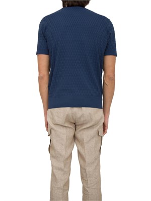 Maglia girocollo Paolo Pecora a maniche corte in cotone extra fine blu in UOMO