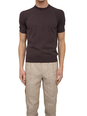 Maglia girocollo Paolo Pecora in cotone extra fine marrone in UOMO