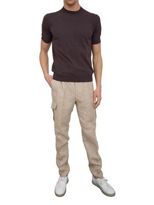 Maglia girocollo Paolo Pecora in cotone extra fine marrone in UOMO