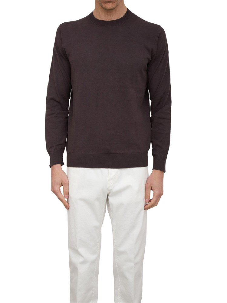 Maglia Girocollo Paolo Pecora in Puro Cotone Extra Fine marrone