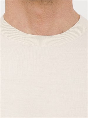 Maglia girocollo Paolo Pecora in cotone extra fine panna in UOMO