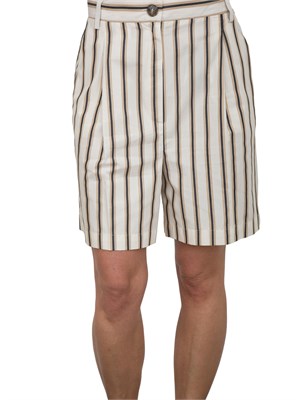 Shorts beige donna Emme Marella a righe beige e blu in DONNA