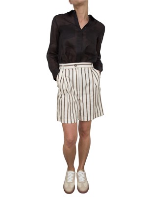 Shorts beige donna Emme Marella a righe beige e blu in DONNA