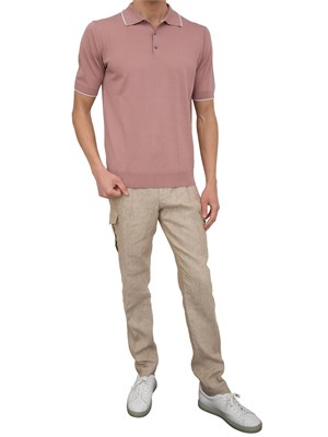 Polo Peserico in filato di puro cotone rosa in UOMO