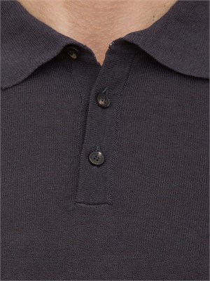Polo Peserico in filato di lino e cotone crepe blu in UOMO
