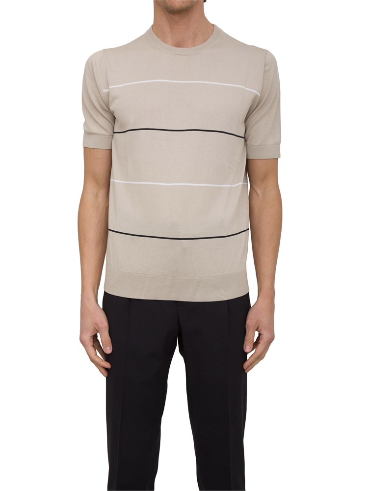 T-shirt girocollo Peserico in filato di puro cotone beige