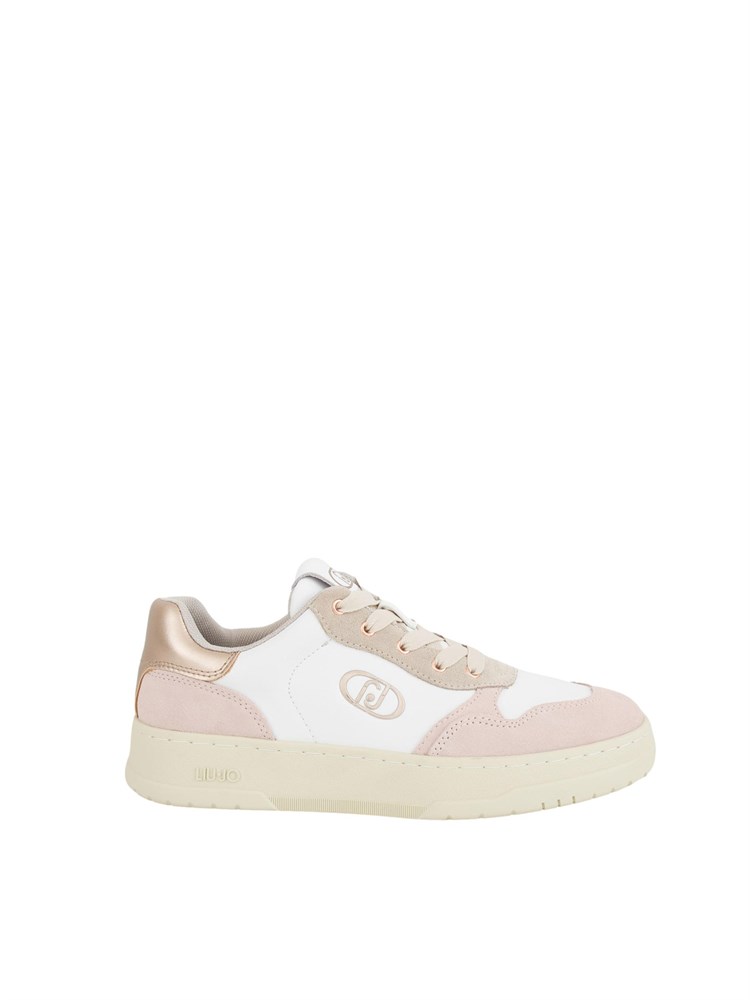 Sneakers Liu Jo in pelle bianca e suede beige e rosa