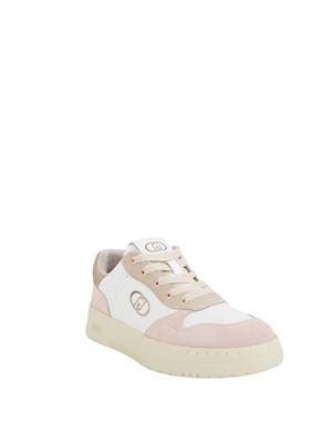 Sneakers Liu Jo in pelle bianca e suede beige e rosa in DONNA