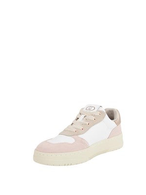 Sneakers Liu Jo in pelle bianca e suede beige e rosa in DONNA