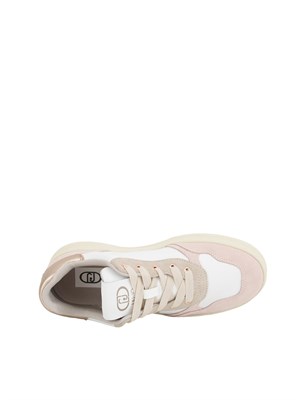 Sneakers Liu Jo in pelle bianca e suede beige e rosa in DONNA