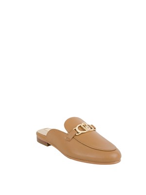 Slippers Liu Jo in pelle color cuoio con logo in DONNA