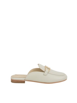 Slippers Liu Jo in pelle bianco panna con logo in DONNA