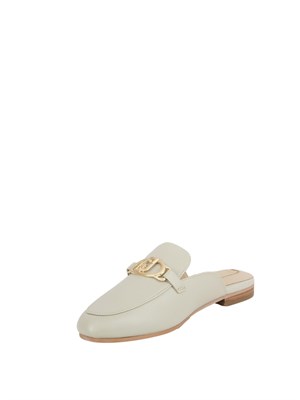 Slippers Liu Jo in pelle bianco panna con logo in DONNA
