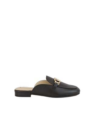 Slippers Liu Jo in pelle nera con logo in DONNA