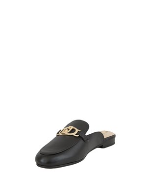 Slippers Liu Jo in pelle nera con logo in DONNA