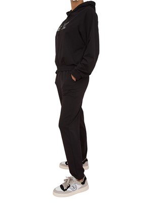 Tuta donna EA7 Emporio Armani in misto cotone e modal nero con logo metallizzato in DONNA