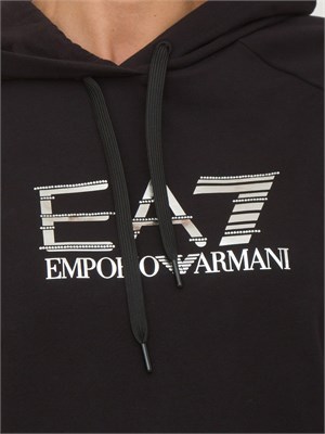 Tuta donna EA7 Emporio Armani in misto cotone e modal nero con logo metallizzato in DONNA