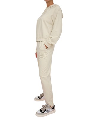 Tuta donna EA7 Emporio Armani in misto cotone e modal beige con logo metallizzato in DONNA
