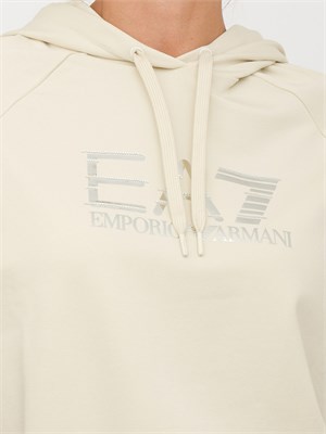 Tuta donna EA7 Emporio Armani in misto cotone e modal beige con logo metallizzato in DONNA