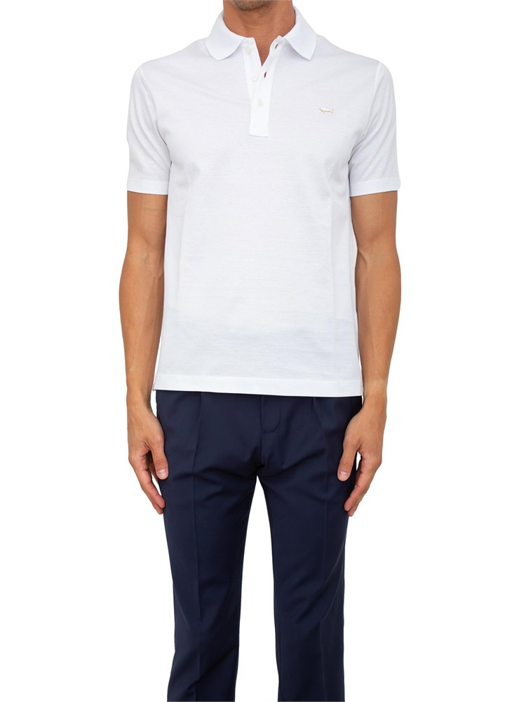 Polo Paul [and] Shark bianco in cotone Fine Piqué
