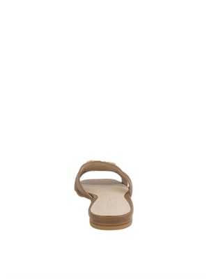 Ciabattine marroni Pinko in nappa con logo uccellini in DONNA