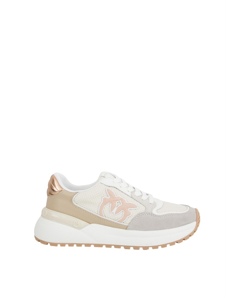 Sneaker Pinko chunky laminate con logo beige