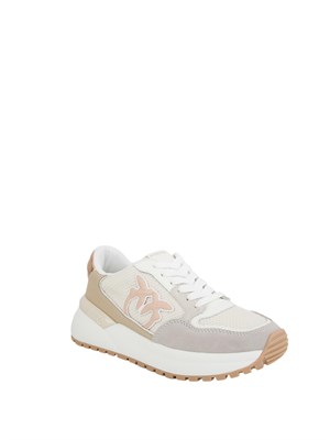 Sneaker Pinko chunky laminate con logo beige in DONNA