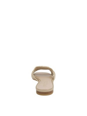 Ciabattine beige Pinko in nappa con logo uccellini in DONNA