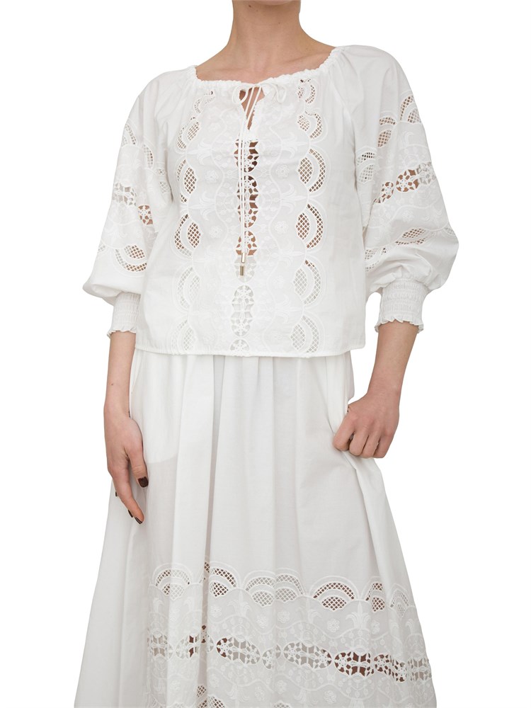 Blusa Liu-jo in cotone con ricami bianco