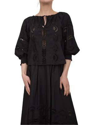 Blusa Liu-jo in cotone con ricami nero in DONNA