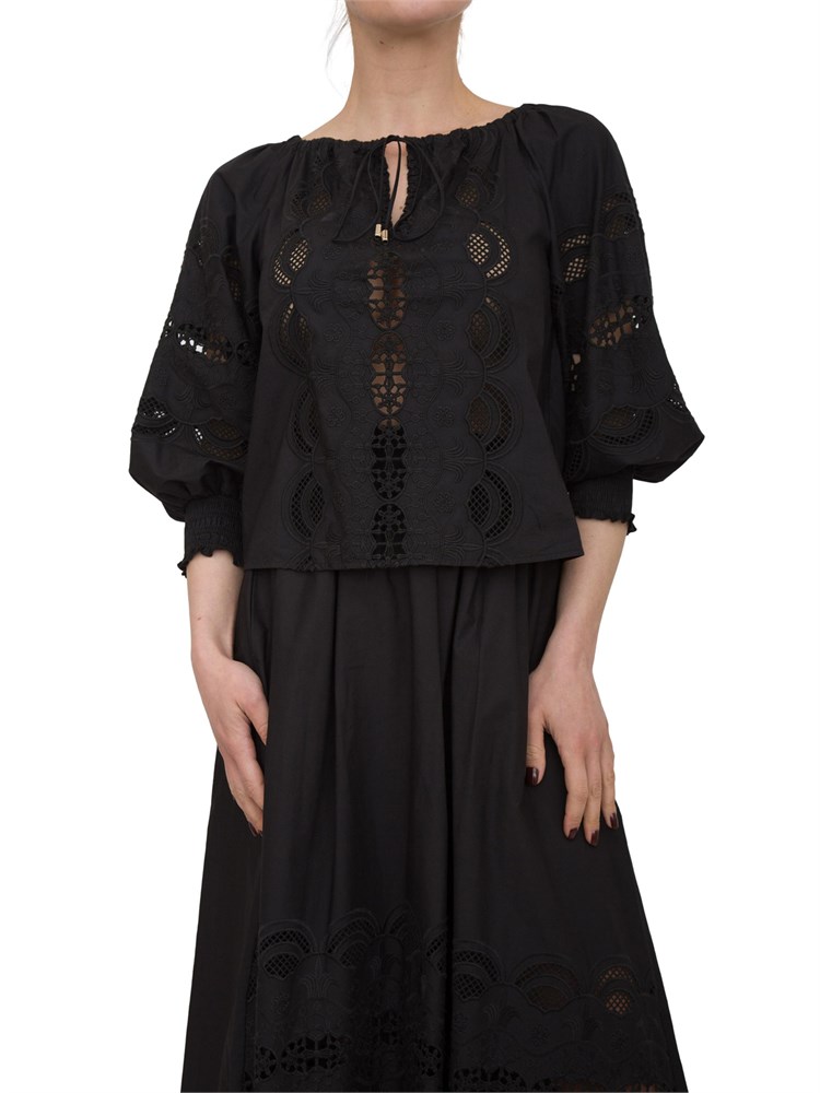 Blusa Liu-jo in cotone con ricami nero