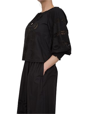 Blusa Liu-jo in cotone con ricami nero in DONNA