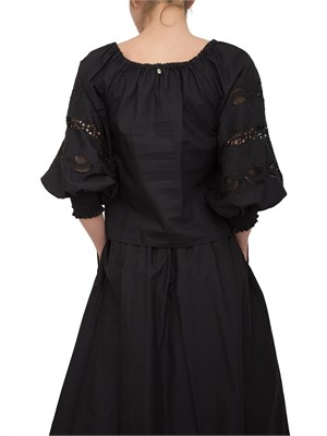Blusa Liu-jo in cotone con ricami nero in DONNA